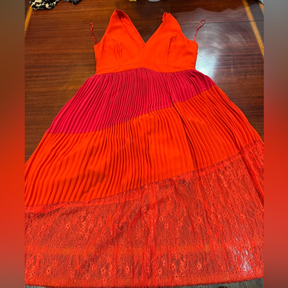 Harlyn Vibrant Red and Pink Maxi Dress